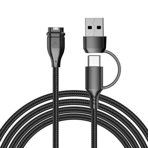 Garmin 2 in 1 szövet type-c töltőkábel USB-A átalakítóval (egyenes)