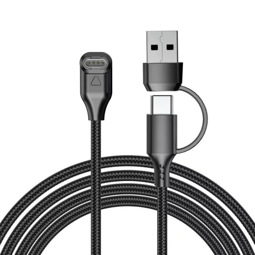 Garmin 2 in 1 szövet type-c töltőkábel USB-A átalakítóval - könyök csatlakozóval