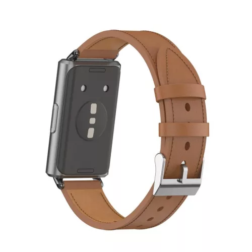 Huawei Band 11 / 11 Pro kompatibilis vegán bőr pótszíj - barna