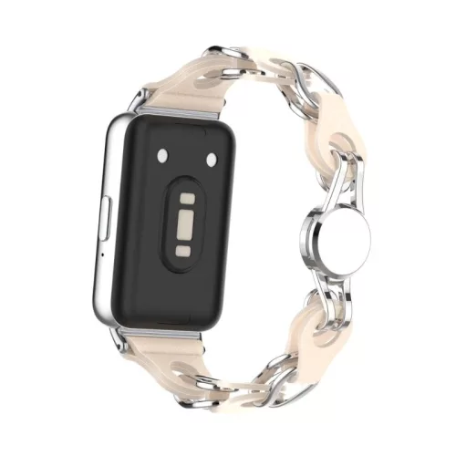 Samsung Galaxy Fit 3 bőr+fém skeleton pótszíj