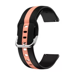 Amazfit kompatibilis Szilikon szíj, 20mm – fekete-pink