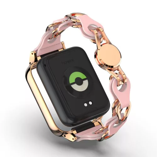 Xiaomi Smart Band 9 Pro fém és bőr szíj védőtokkal nőknek