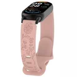    Xiaomi Smart Band 8/9/10 lézergravírozott szilikon okoskarkötő pótszíj - rózsaszín (virág minta)