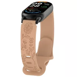    Xiaomi Smart Band 8/9/10 lézergravírozott szilikon okoskarkötő pótszíj - tejeskávé (virág minta)