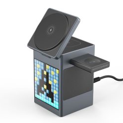   Bluetooth hangszórós 3in1 vezeték nélküli töltőállomás pixel kijelzővel