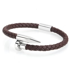 Crafted bőr karkötő barna/ezüst