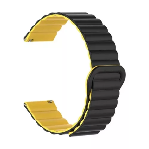 Samsung Galaxy Watch 4/5/6/7 mágneses szilikon szíj fekete-sárga – 1. kép
